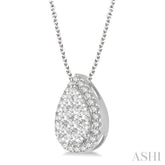 3/4 Ctw Pear Shape Lovebright Round Cut Diamond Pendant With Chain in 14K White Gold